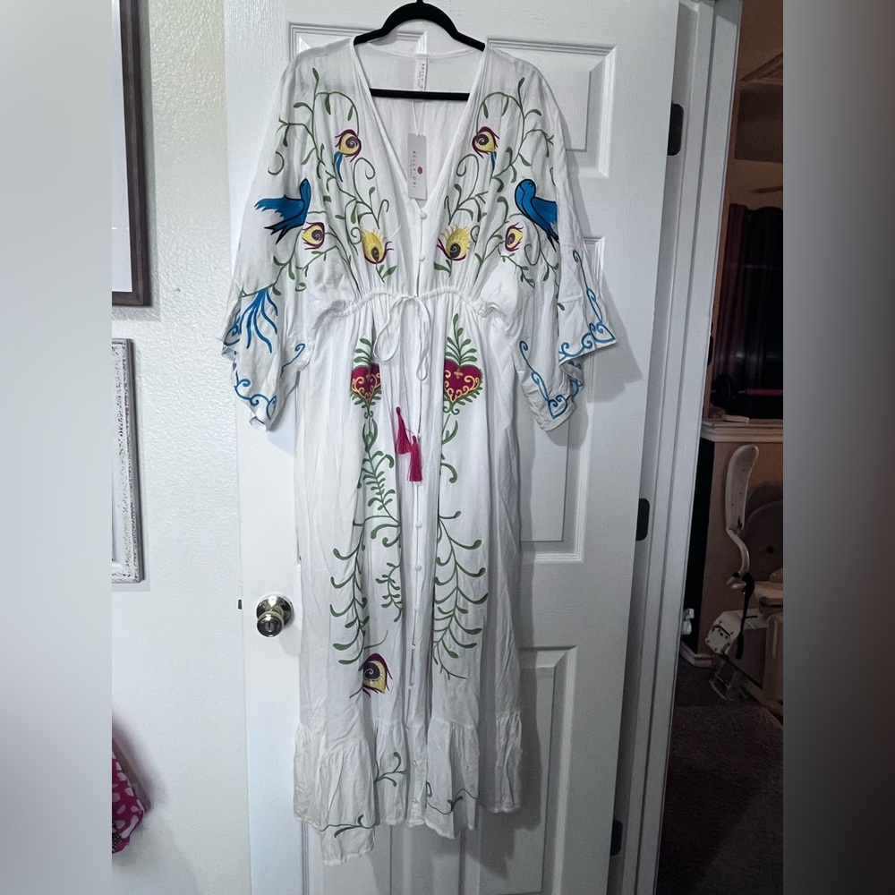 Blue and White Maxi Dress with Elegant Design